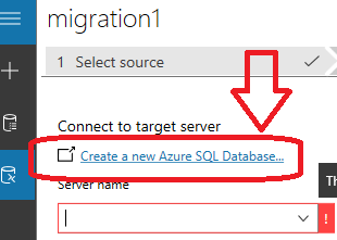 Microsoft DMA Migration target server