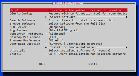Set default software in Diet Pi