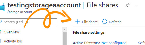 Button to create a new file share