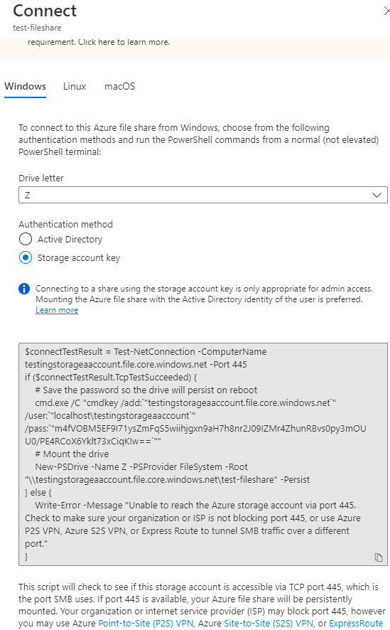 The scripts to mount the file share in different OS